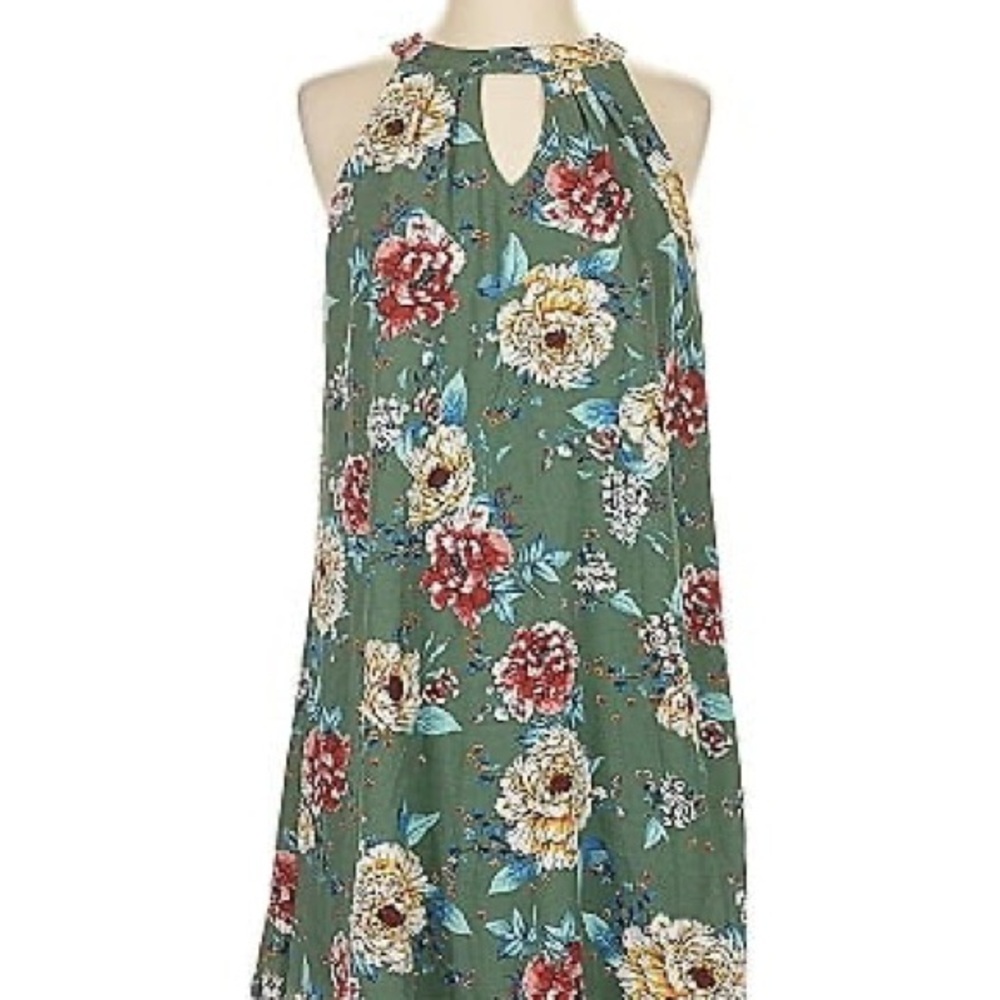 As U Wish Green Floral Halter Dress
